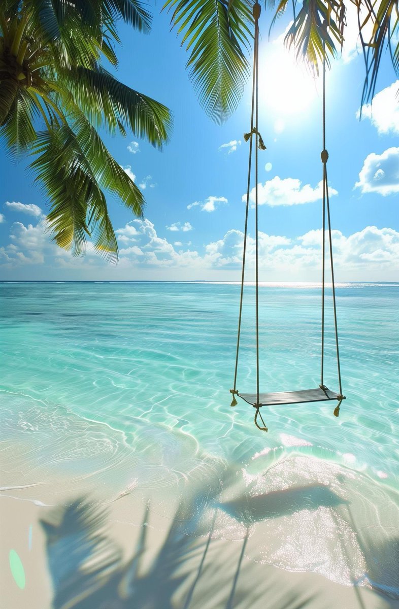 Swinging gently and enjoying the tranquility in Tahiti 🩵