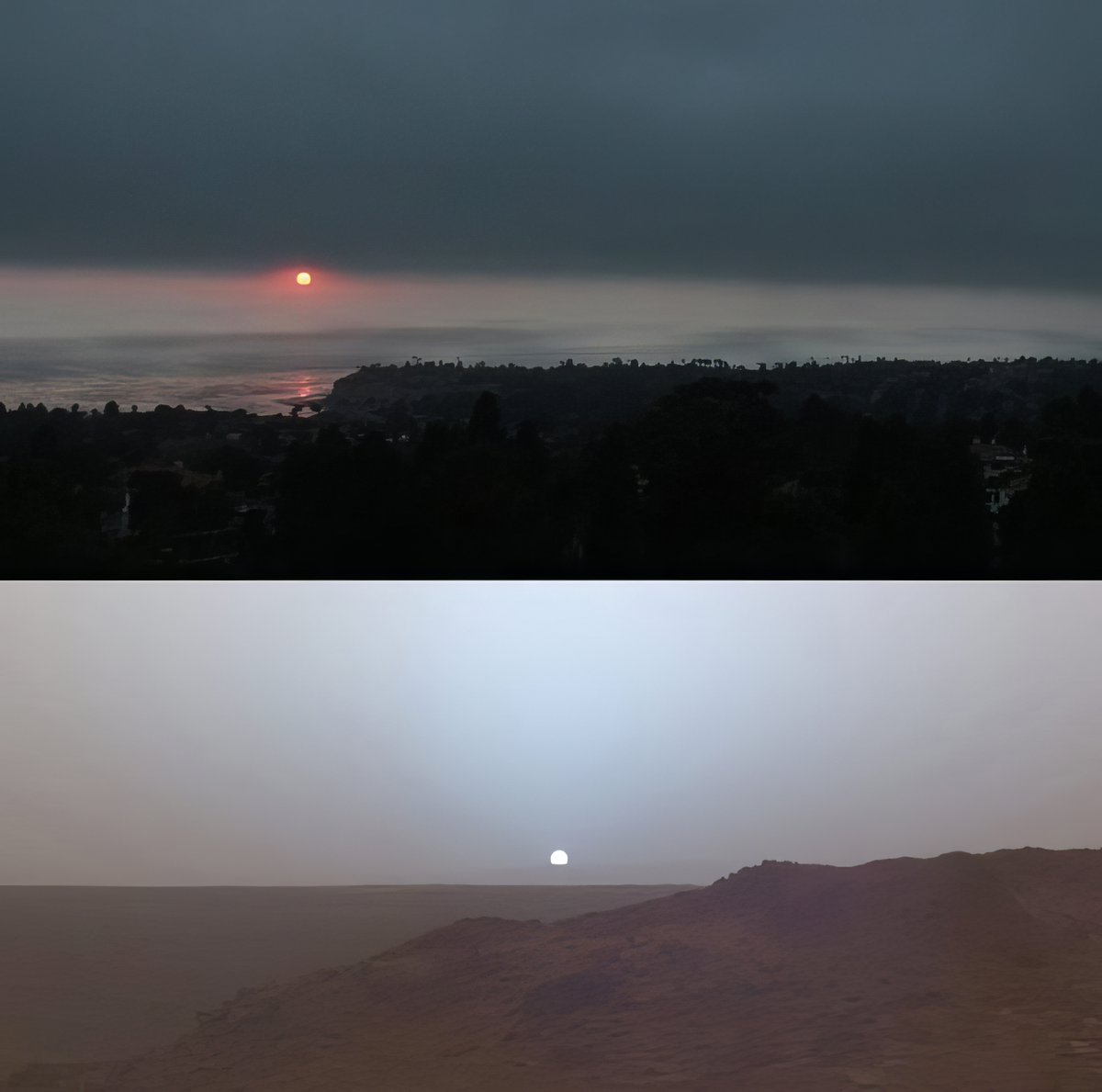 Sunset on Earth vs Sunset on Mars