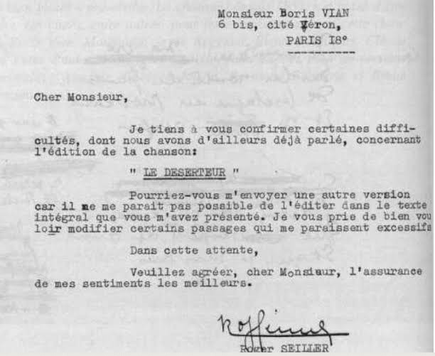 7 mai correspond à la date de création du déserteur par @BorisVian @CMouloudji étant son premier interprète mais pas que.
Aussitôt une censure leurs a été imposée, ils prônez une position @Contrelaguerre 
Elle est plus que jamais intemporelle comme elle a été en @mai1968