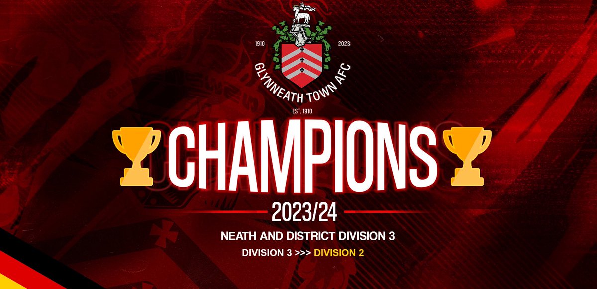 🏆 DER CHAMPIONS 🏆
Glynneath Town AFC Seconds are the champions of the Neath Division 3 league🇩🇪
Glynneath Town AFC 5-1 Bryn Rovers FC C