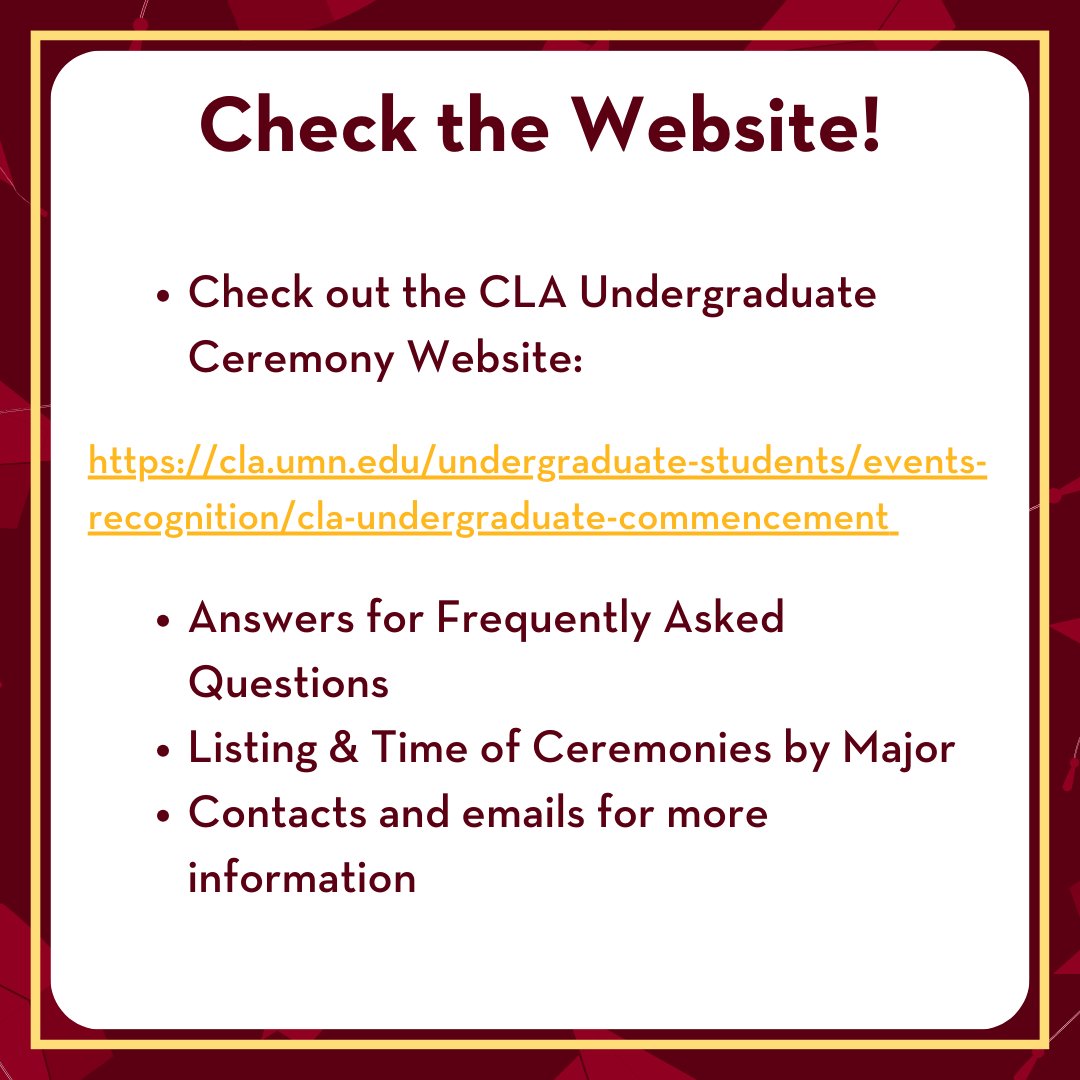 Congratulations CLA Graduates! 🥳 Join us as we help count down the days before countdown along with tips and advice for our seniors as we go!

#myliberalartsadvantage #umncla #umn24 #umnproud #claproud