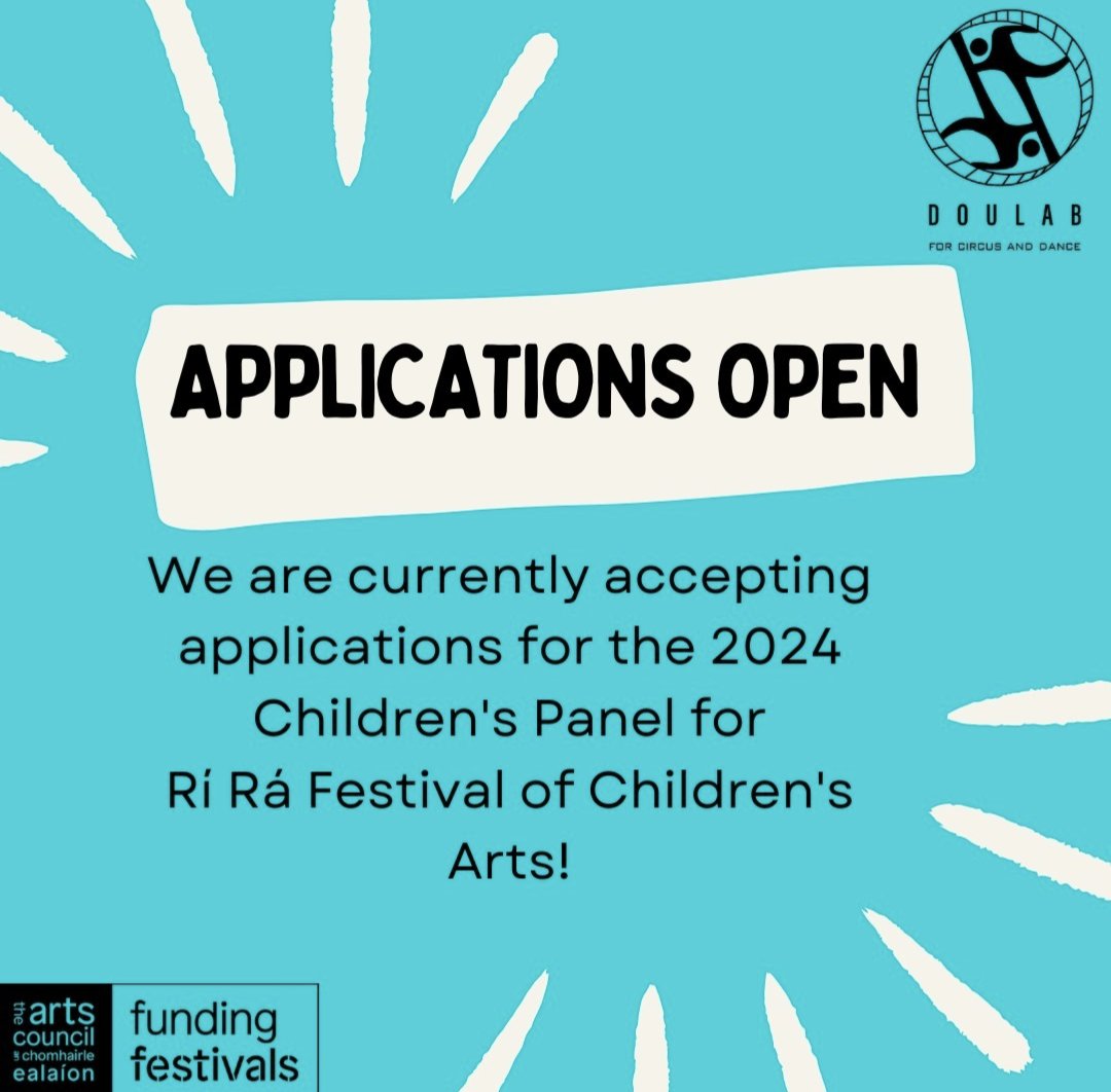 Doulab for Circus and Dance are accepting applications for people to join their 2024 Children’s Panel to shape the very first edition of Rí Rá Festival, a new children’s festival with a focus on contemporary circus arts ❤️🎪🤸🤹‍♀️ Find the link to apply isacs.ie/opportunity/ap…