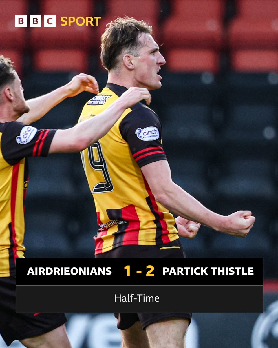 A superb strike from Luke McBeth and a Scott Robinson tap-in mean Partick Thistle lead at the break. Watch live @BBCScotland 📺 #BBCFootball