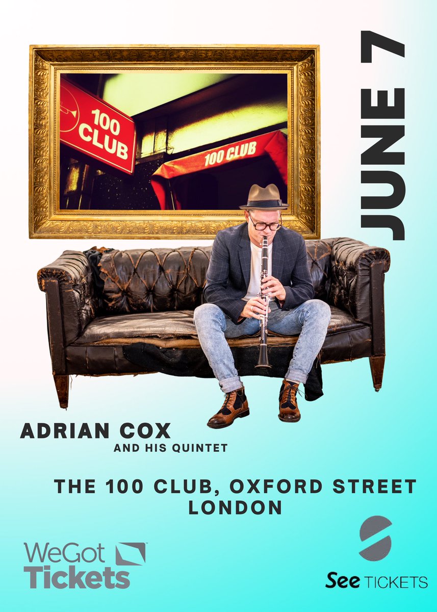 🔥Who is coming then??? Friday 7th June @100clubLondon The Adrian Cox Quintet live in central London for another rip roaring session at the famous 100 Club, Oxford Street! @seetickets Tickets: seetickets.com/event/adrian-c… SELLING FAST, more tickets added #Jazz #London