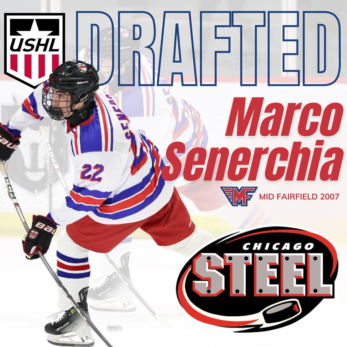Congratulations Marco!! The @ChicagoSteel selected the 07 Defenseman in phase 2 of the @USHL draft #RollMF #USHLDraft