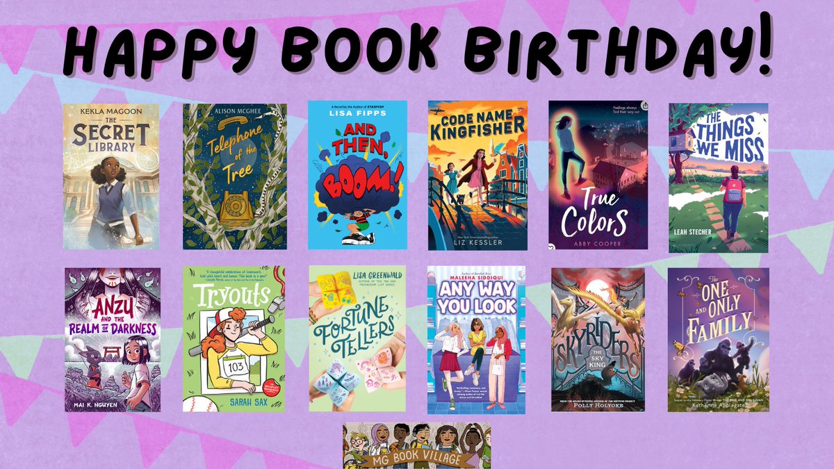 🌟Happy Book Birthday to today's MG releases!🌟 The Secret Library by @KeklaMagoon Telephone of the Tree by Allison McGhee And Then, Boom! By @AuthorLisaFipps Code Name Kingfisher by @lizkesslerbooks True Colors by @_ACoops_ The Things We Miss by Leah Stecher