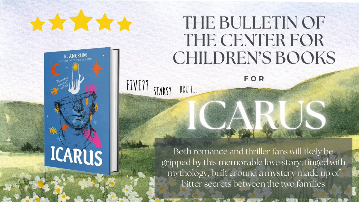 Icarus got its FIFTH STAR!!!!! This time from The Bulletin of the Center for Children’s Books! Thank you again to my team at @harperteen, My beloved agent @ericsmithrocks and the support of @PSLiterary