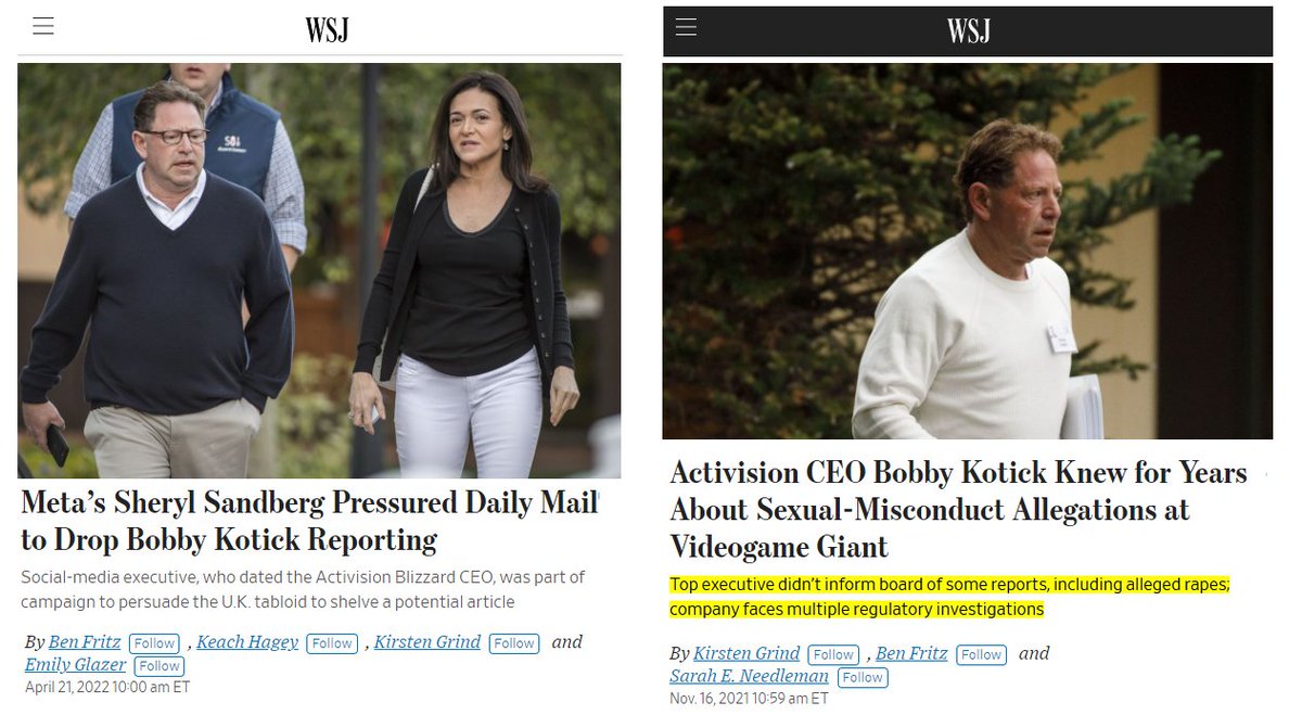 Sheryl Sandberg, now touring media studios pushing her 'mass rape' hoax documentary, used her position as head of Facebook to pressure media outlets to not report on her partner overseeing and covering up actual mass rapes at his company, and himself being a sexual harasser
