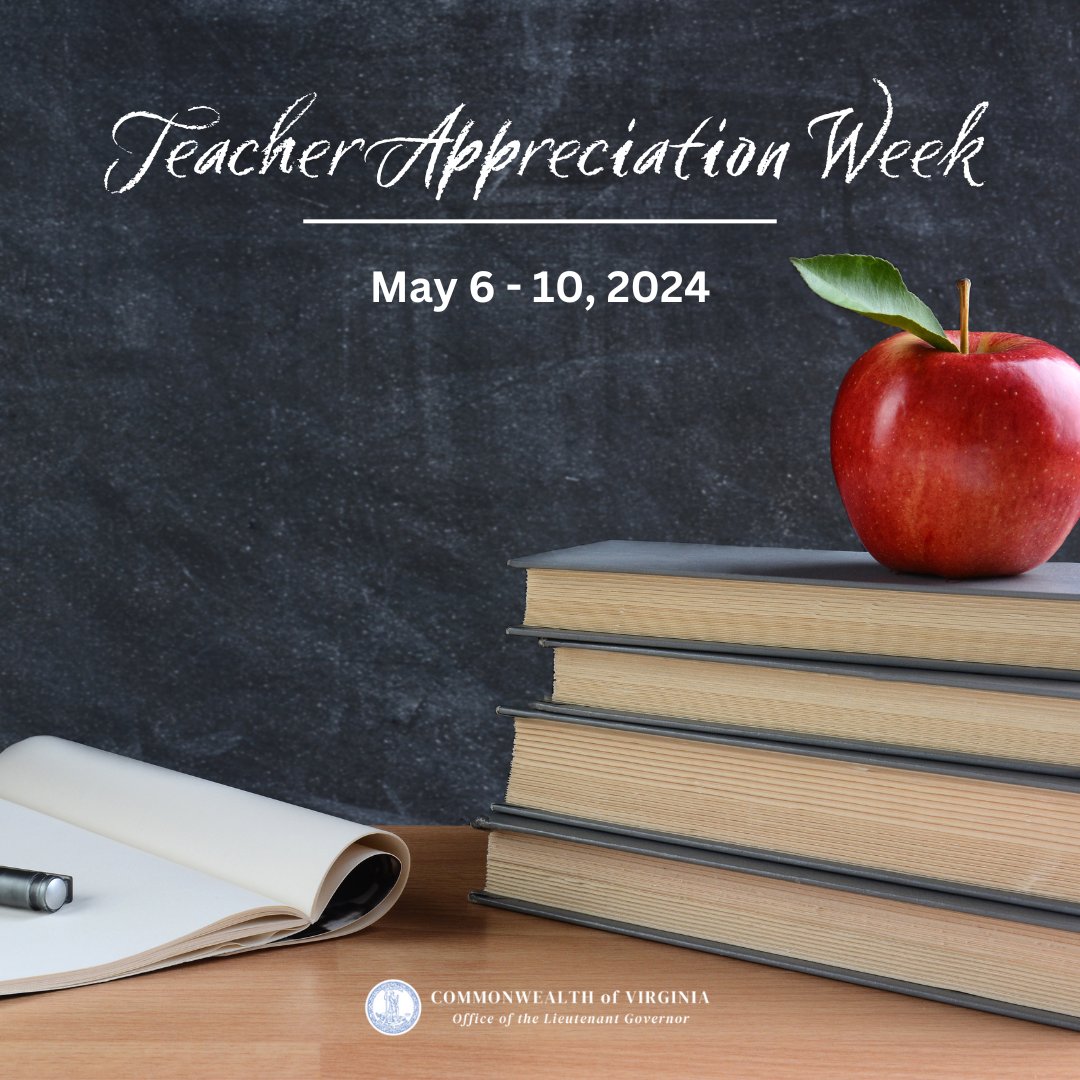 It’s National Teacher Appreciation Week! Thank you to the teachers all across the Commonwealth for the work that you do! And special congratulations to Avanti Yamamoto, Virginia’s 2024 Teacher of the Year!