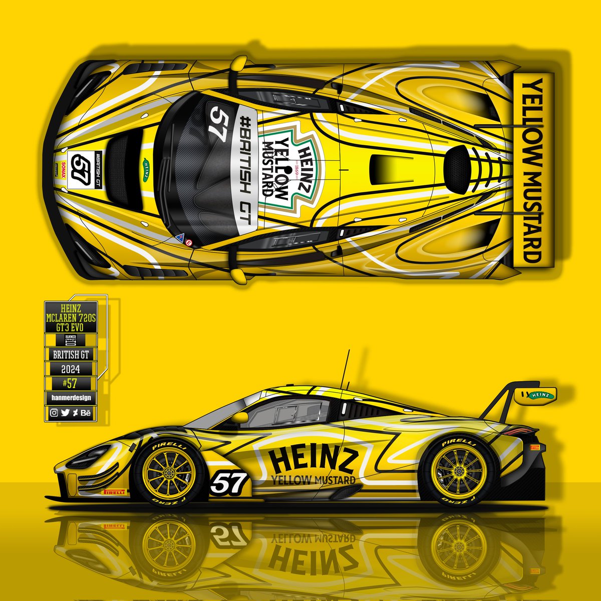 hanmerdesign's tweet photo. Heinz Yellow Mustard McLaren 720s GT3 Evo.

#wec #mclaren #mclaren720s #lmgt3 #gt3 #britishgt #heinz #heinzyellowmustard #yellowmustard #pirelli #sonax #liverydesign #graphicdesign #vehiclewraps #livery #liveries https://t.co/IqPMX1OUV0