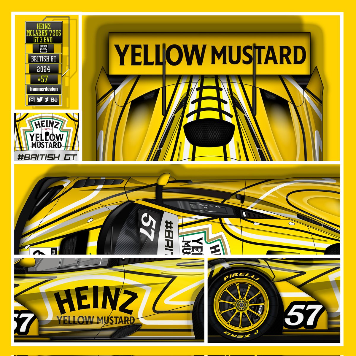 hanmerdesign's tweet photo. Heinz Yellow Mustard McLaren 720s GT3 Evo.

#wec #mclaren #mclaren720s #lmgt3 #gt3 #britishgt #heinz #heinzyellowmustard #yellowmustard #pirelli #sonax #liverydesign #graphicdesign #vehiclewraps #livery #liveries https://t.co/IqPMX1OUV0