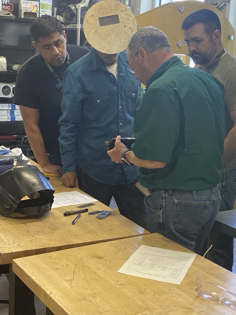 ⁦@MacArthurCards⁩ welding students testing for the AWSD9.1 certification