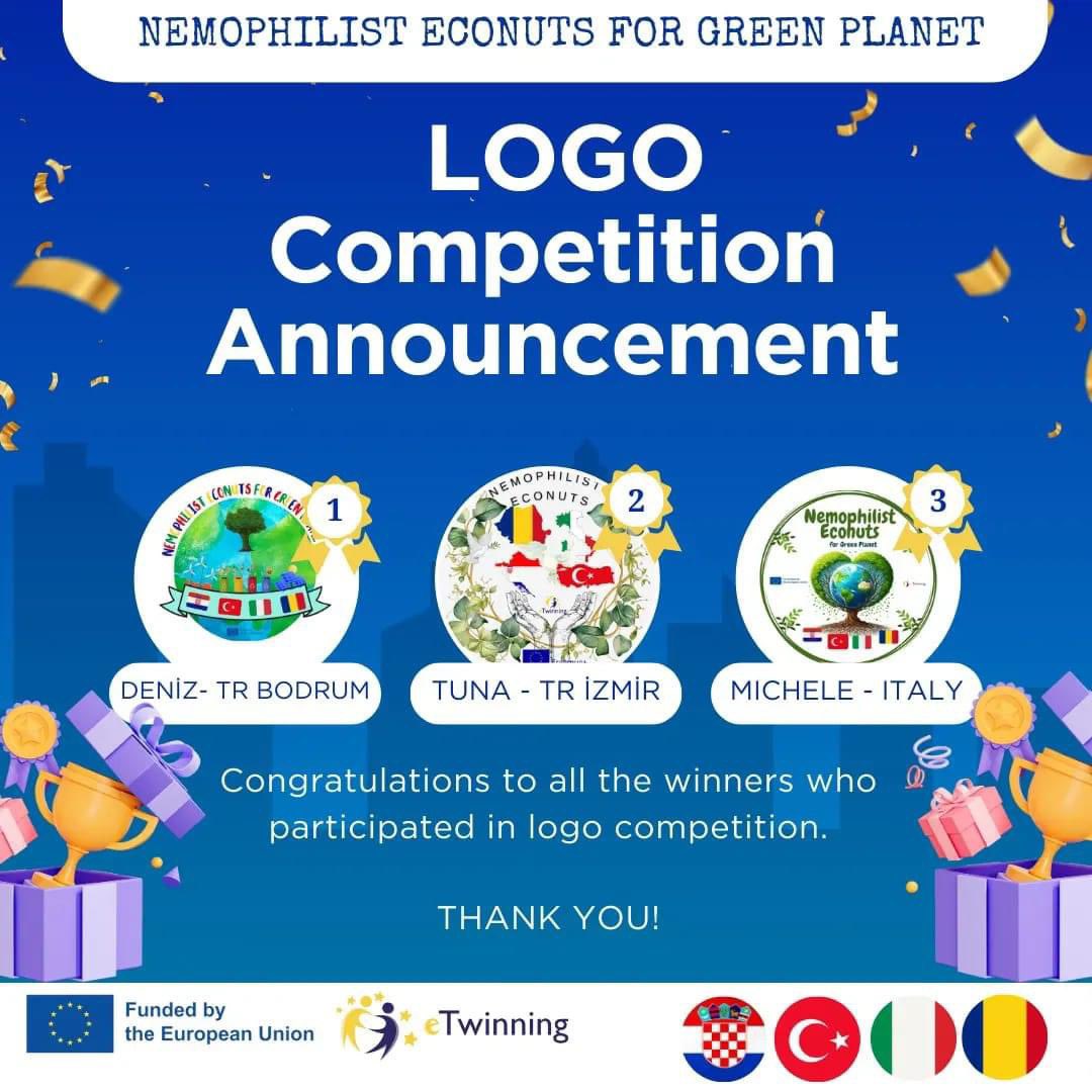 “Nemophilist Econuts For Green Planet” Erasmus projemizin logo yarışması sonuçlandı. İtalya, Romanya, Hırvatistan, İtalya ve Türkiye’den 5 okulun öğrencilerinin katıldığı logo yarışmasında kurumumuz Destek 1 grubu öğrencilerinden Deniz ÇINAR’ın logosu 1. oldu. Tebrikler Deniz👏👏