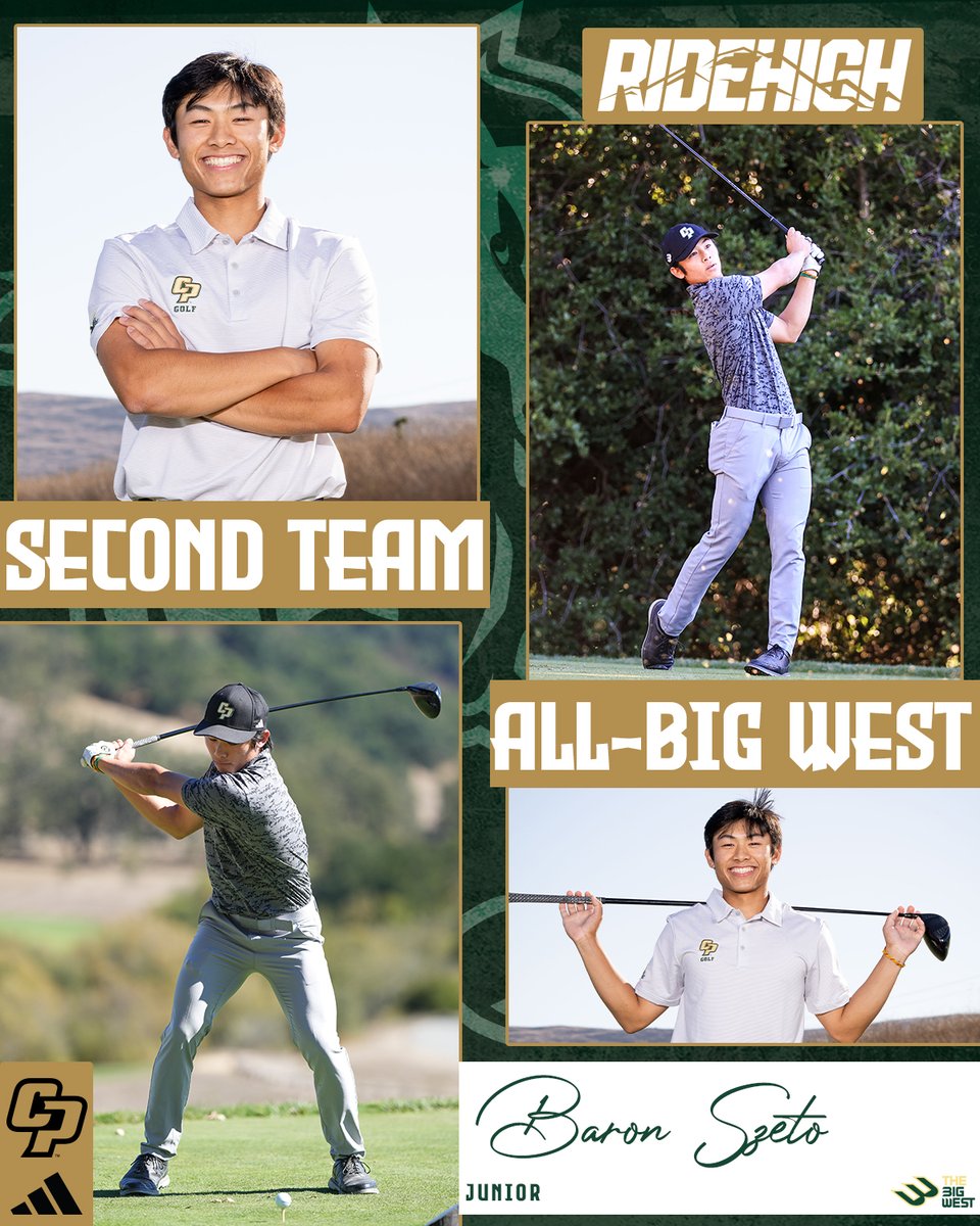 CalPolyMensGolf's tweet photo. Also finishing fourth at the Big West Championship and after leading the Mustangs with two top 10 showings, eight rounds in the 60s and a 72.9 stroke average ...
#RideHigh https://t.co/gDr19kXflv