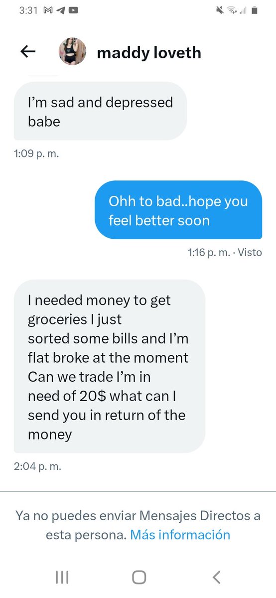 Females or fake people play games with the wrong man.just 3 text and ask for money.uufff