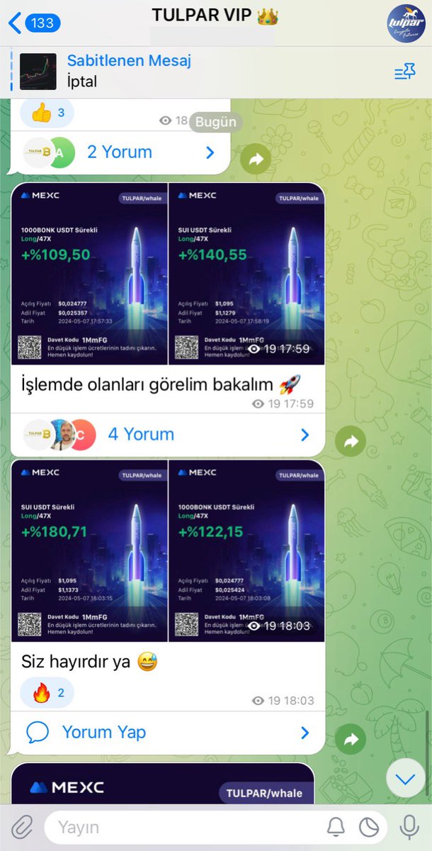 Giriş, gelişme ve sonuç 😎
Tulpar yine en iyi yaptığı işi yapıyor
👉 t.me/TULPARCrypto

#BTC #Bitcoin #Binance #sui #bonk #Apple #Solana #Aptos #BRC20 #Ordinal #doge #XRP #ADA #AVAX #ETH #faiz #Kaspa #FLOKI #PEPE #FTT #huobi #kriptopara #ordi #SHIB