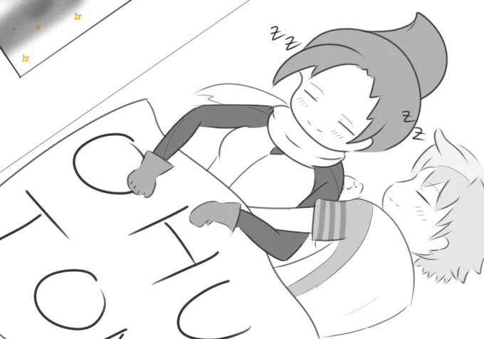 「りん、わかば君、お休みにゃ」
#ケムリクサ 

1日一枚デフォルメ的イラスト1830枚目…💤 