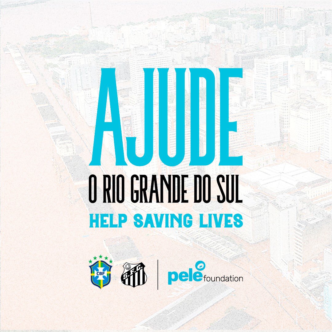 Diante da catástrofe que está acontecendo no Rio Grande do Sul, nosso coração está com o povo gaúcho neste momento de profunda tristeza e desafios. A dor de ver tantas famílias sofrendo nos chama a agir, e a Fundação Pelé, conta com sua generosidade para estender a mão àqueles