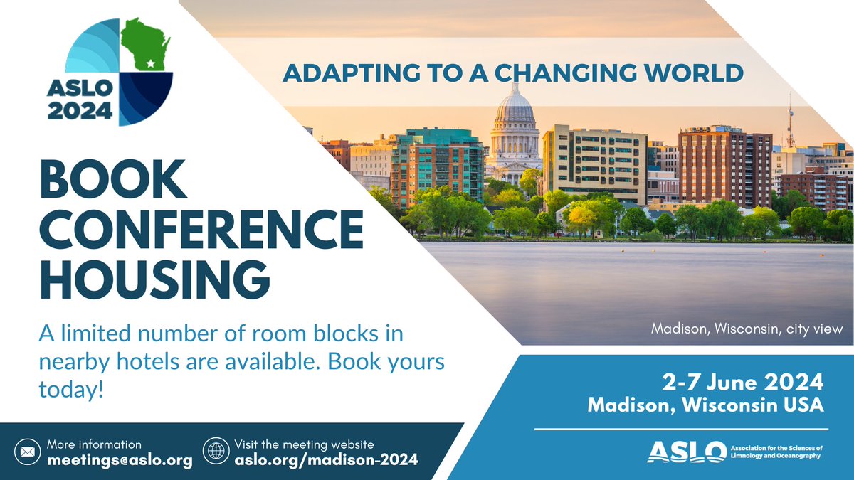 Great news! A few partner hotels still have availability for #ASLO24 in downtown Madison! But act fast - the special discounted rate offers end this week. Check out our website to view the remaining options: aslo.org/madison-2024/a…