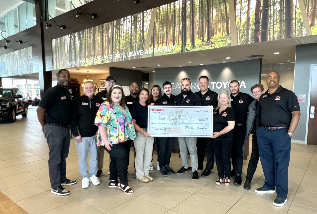 Thank you to @BeaverToyotaGA for the $15,000 donation, benefiting #SpecialOlympicsGeorgia athletes! We appreciate the support of #GeorgiasChampions! #ThankYou #SOGA #LETR #LawEnforcementTorchRun #InclusionRevolution