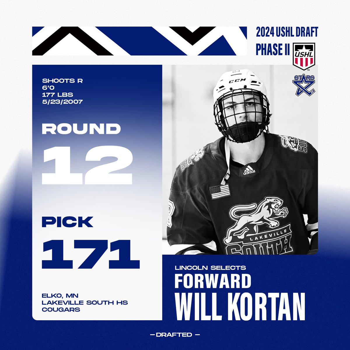 With the 171st pick of the USHL Phase II Draft, the Lincoln Stars select Will Kortan! #AllAboard🚂

eliteprospects.com/player/864041/…