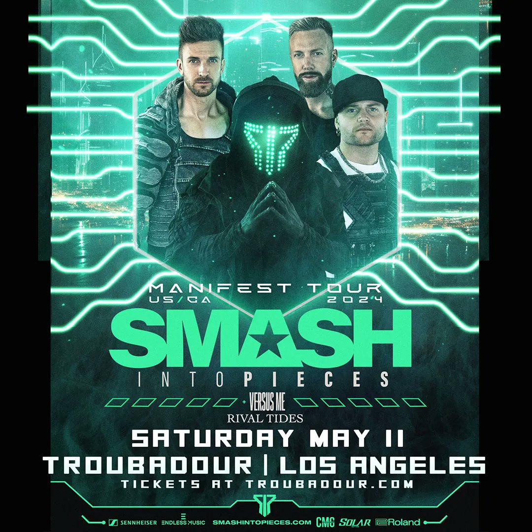 Get ready and grab tickets for tonight's show!🔥 Check out the set times below!🙌🎸

7:00pm - Doors
7:30pm - <a href="/Rival_Tides/">Rival Tides</a> 
8:15pm - <a href="/VSMEband/">Versus Me</a> 
9:00pm - <a href="/smashintopieces/">SMASH INTO PIECES</a> 

🎟️TIX: bit.ly/3UMiPJM