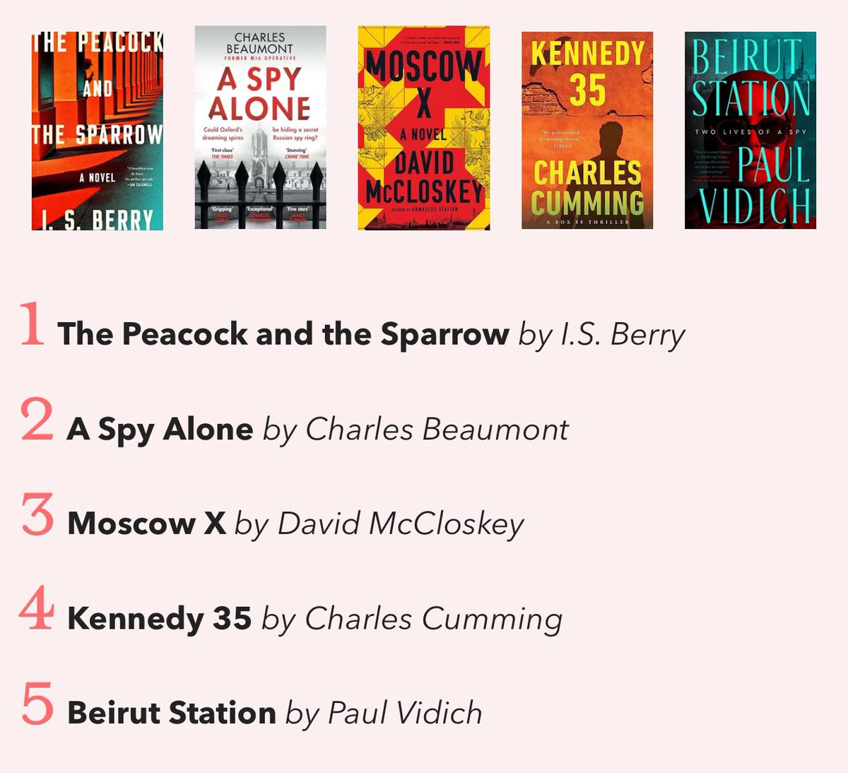 2023 was a fabulous year for spy thrillers, with some fans saying there hasn't been a year like it since the 1970s, says Shane Whaley, host of the Spybrary podcast. He are five of his favorites! @isberryauthor @mccloskeybooks