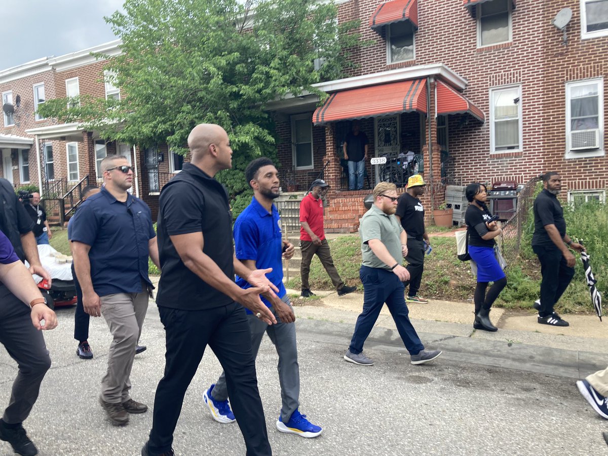 Maryland @GovWesMoore joined @MayorBMScott on a “community walk” in the Four By Four neighborhood. Moore, who voted yesterday, said his ballot is secret. He’s also not endorsing in the mayor’s race, but repeatedly called Scott his “partner.” More to come.