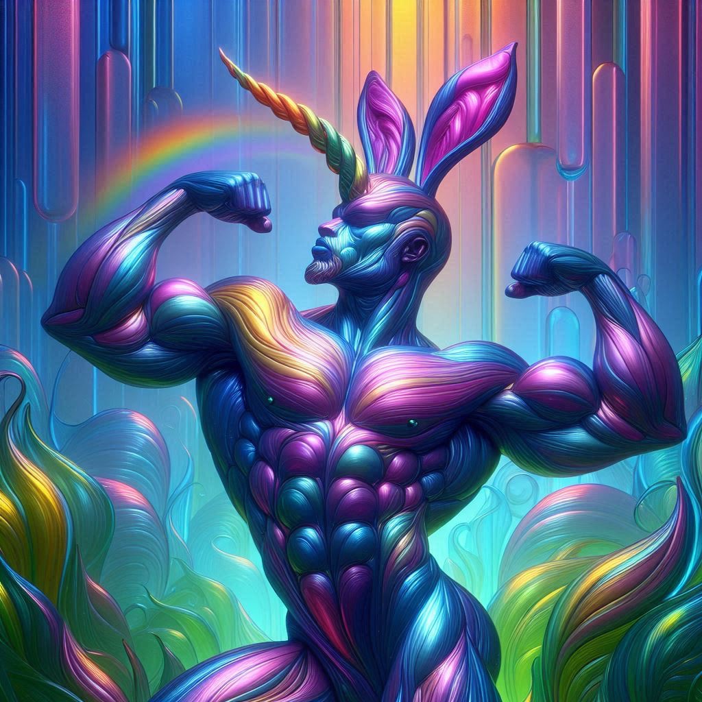 #UnicornBunny is too Bi for clothes!! 

#BiPride #BiCommunity #BiAi #BiTwitter #BisexualMenSpeak #RecognizeBiVoices #BiBlackMenTalk 🖤🤎🩷💜💙