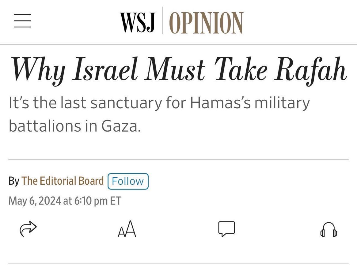 Wall Street Journal’dan Refah katliamına destek: “İsrail neden Refah’ı almalı?”