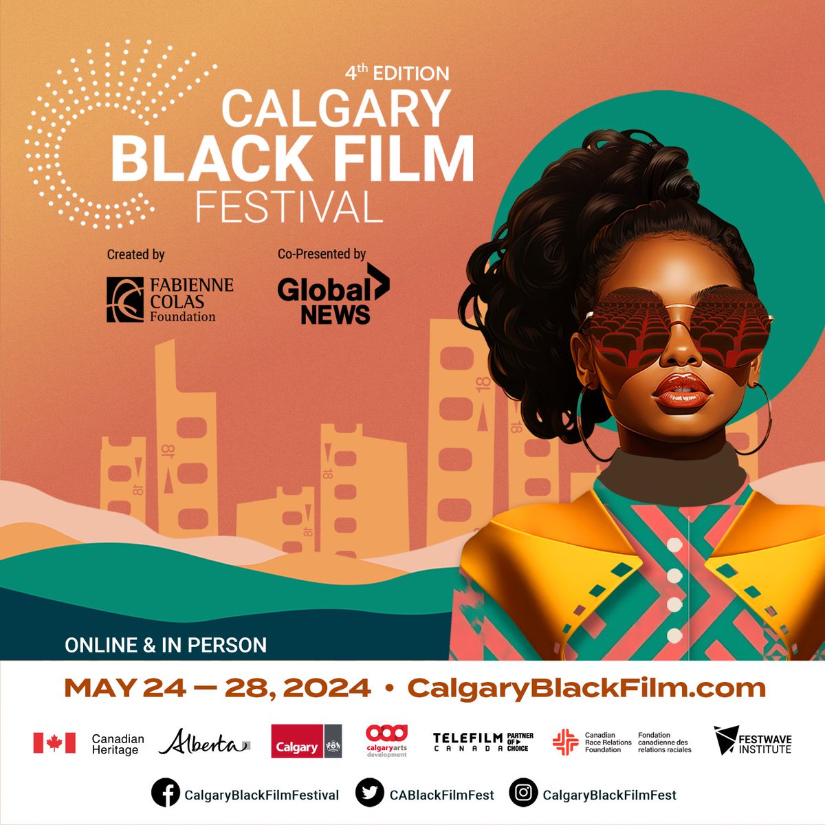 The 4th Calgary Black Film Festival is back in person and online from May 24 – 28, 2024! Experience 35 films, panels, and workshops at The Globe Cinema and Calgary Memorial Park Library. All films will be accessible on May 24. Get your tickets here: calgaryblackfilm.com/tickets-and-pa…