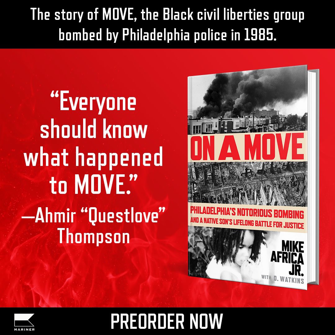 @TheSharkDaymond We are promoting an upcoming book by @MikeAfricaJr about the bombing of the MOVE org  by Philly PD. A piece of history we do not want forgotten + the love/strength of a family. We want ppl to spread the word + get a copy for their home library. No more Tulsas. #BlackHistory365