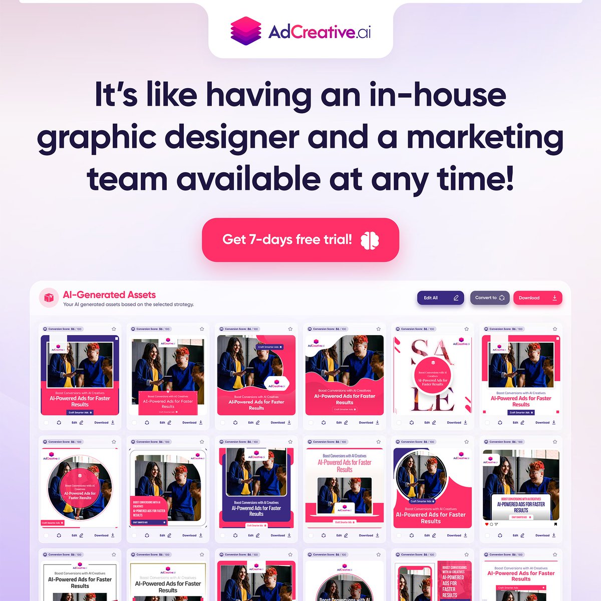 Are you tired of creating ads and social media content that aren't performing well? Try AdCreative AI: bit.ly/DCM-AdCai

It can help with its AI-powered banner automation software makes it easy to create high-performing ads and social media content in just minutes.