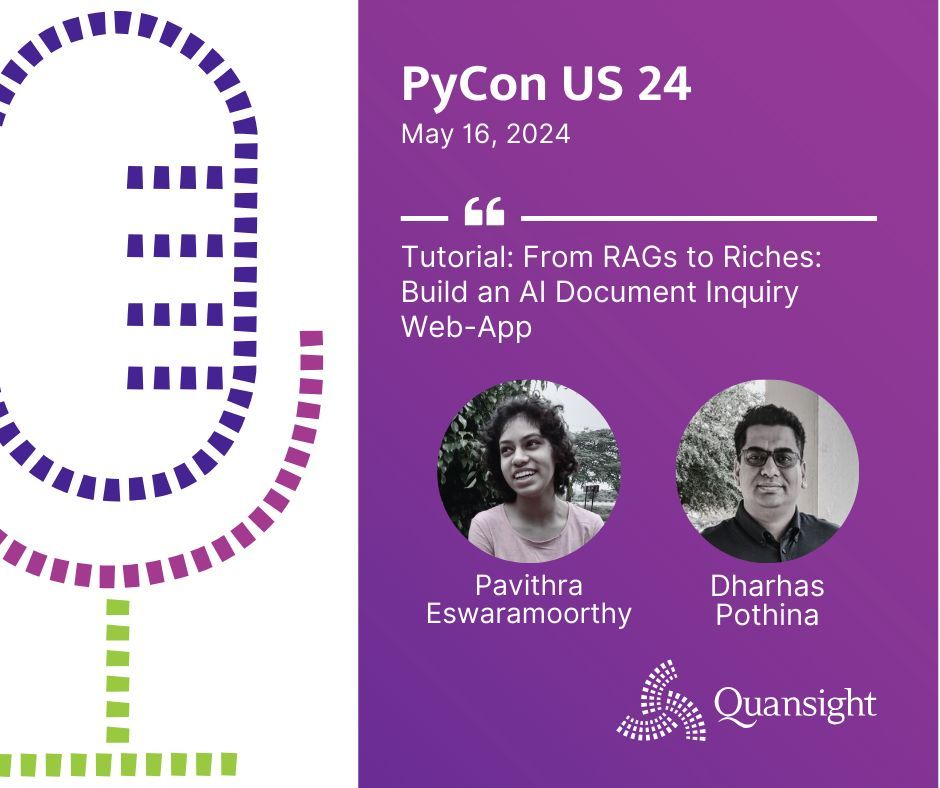 quansightai's tweet image. 💻 Large Language Models (LLMs) meet chat-based document interrogation! ⛵  The &quot;From RAGs to riches&quot; tutorial at #PyConUS24 dives into Retrieval-Augmented Generation  &amp;amp; building a web app with #Ragna &amp;amp; Panel. 🚀 Join @pavithraes, &amp;amp; @dharhasp! buff.ly/3QxRf0n #OpenSource