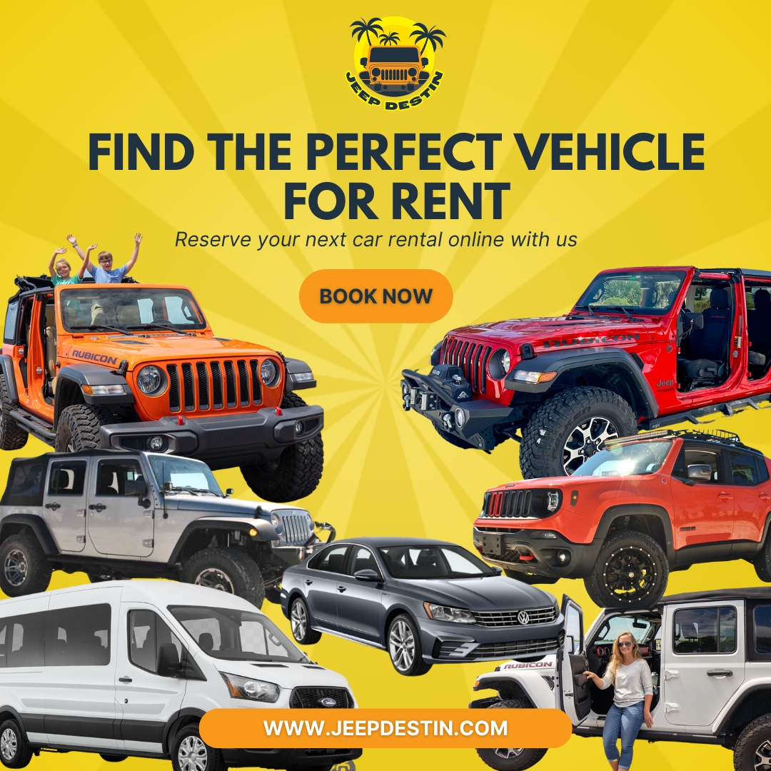 Your ONE-STOP RENTAL destination awaits! From car to Jeeps, van to luxury SUV, we've got it all covered. Whatever your adventure calls for, find it at Jeep Destin! 🚗🚙🚐🌟 

Book here 👉 jeepdestin.com

#jeepdestin #jeeprentals #carrentals #destin #crabisland