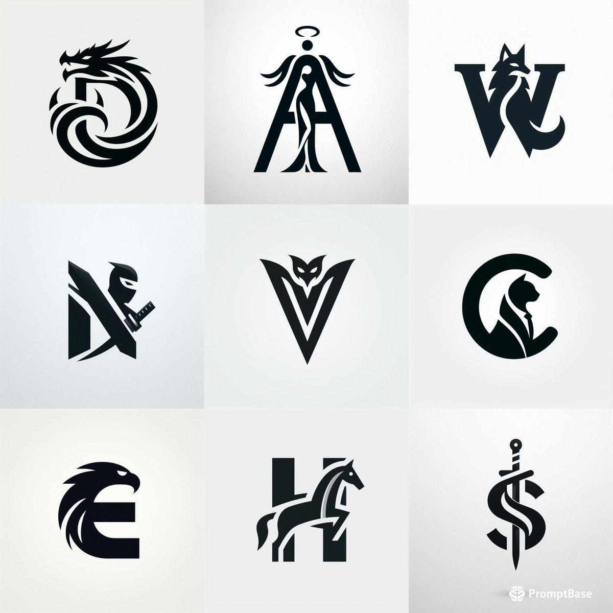 Magical Letter Icon Fusion Logos by nowrich using #dalle ✨🔤