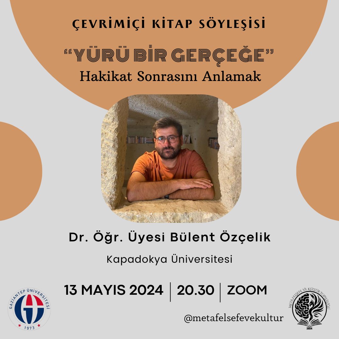 13 Mayıs Pazartesi günü, 20.30'da Kapadokya Üniversitesi Siyaset Bilimi ve Kamu Yönetimi Bölümü'nden Dr. Öğr. Üyesi Bülent Özçelik ile "Yürü Bir Gerçeğe/ Hakikat Sonrasını Anlamak" kitabı üzerine çevrimiçi bir söyleşi gerçekleştireceğiz. +