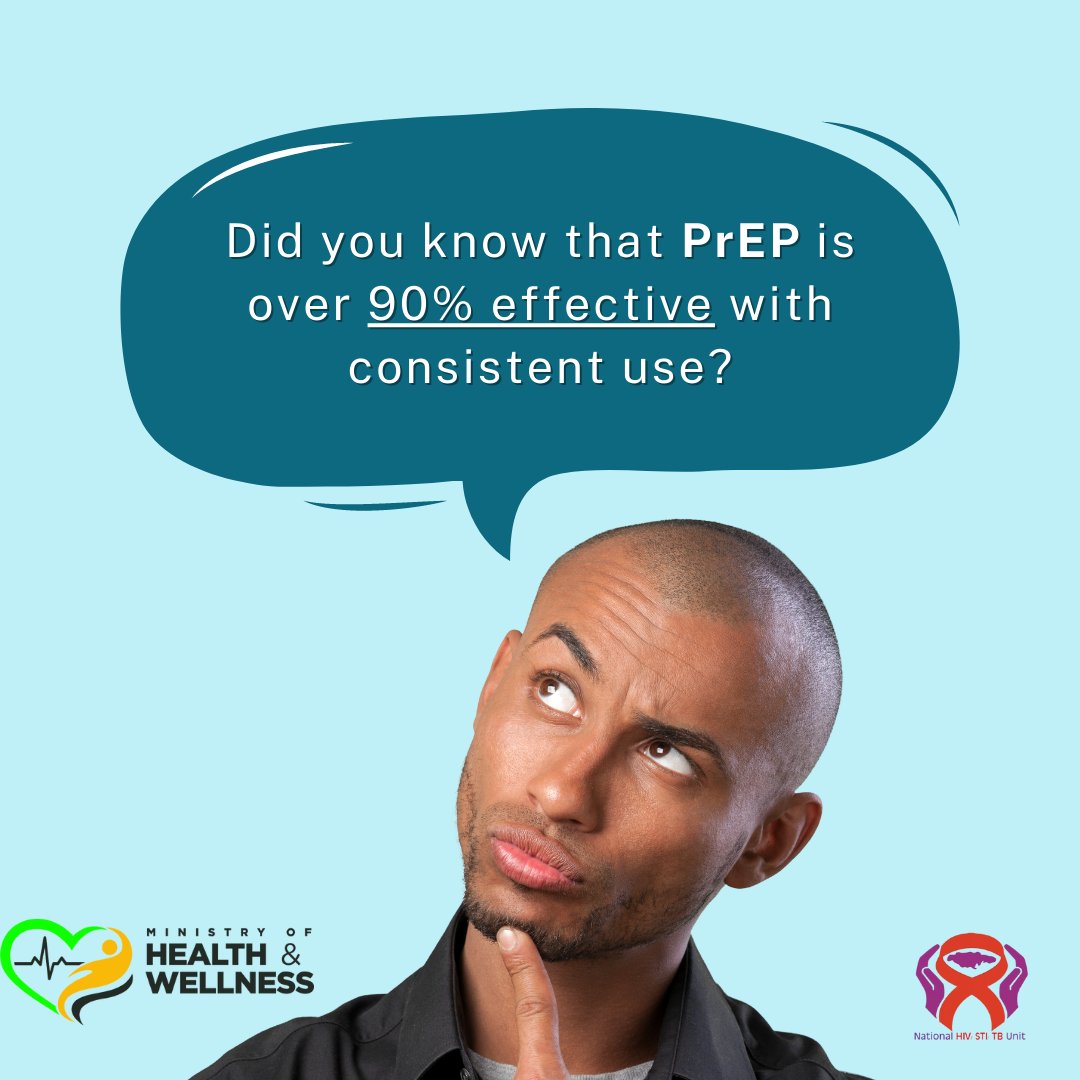 That's right! With consistent use, PrEP is 90% effective in preventing HIV. ​

​No need to fret, just take PrEP every day. ​ 

Give us a call @ 876-986-1620 OR WhatsApp @ 876-536-9154

#NFPBJamaica #CHARES #PREP #MOHW