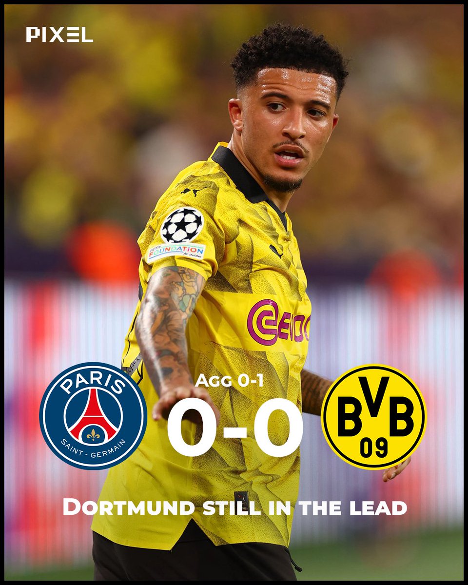 Dortmund are Halfway there!🟡⚫️

It's still 0-0 between BVB and PSG at halftime, but Dortmund still have a 1-0 lead in the Champions League semifinals⚽️🍿

Will PSG score or will Dortmund advance to the Champions League Final?👀

#BVB #BelieveinBVB #PSGBVB #ChampionsLeague