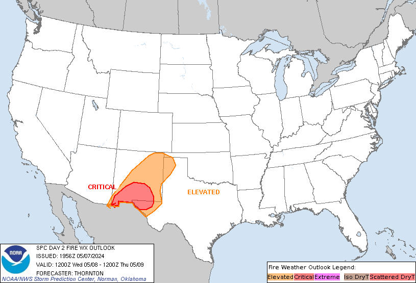 2:57pm CDT #SPC Day2 #FireWX Critical: parts of southern new mexico and the trans-pecos spc.noaa.gov/products/fire_…