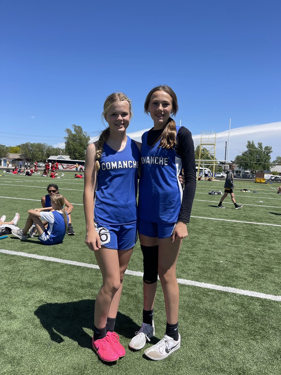 Tegan Snodgrass and Ava Schaffer go 1st and 2nd in the 7th girls triple jump! @ComancheCoyote