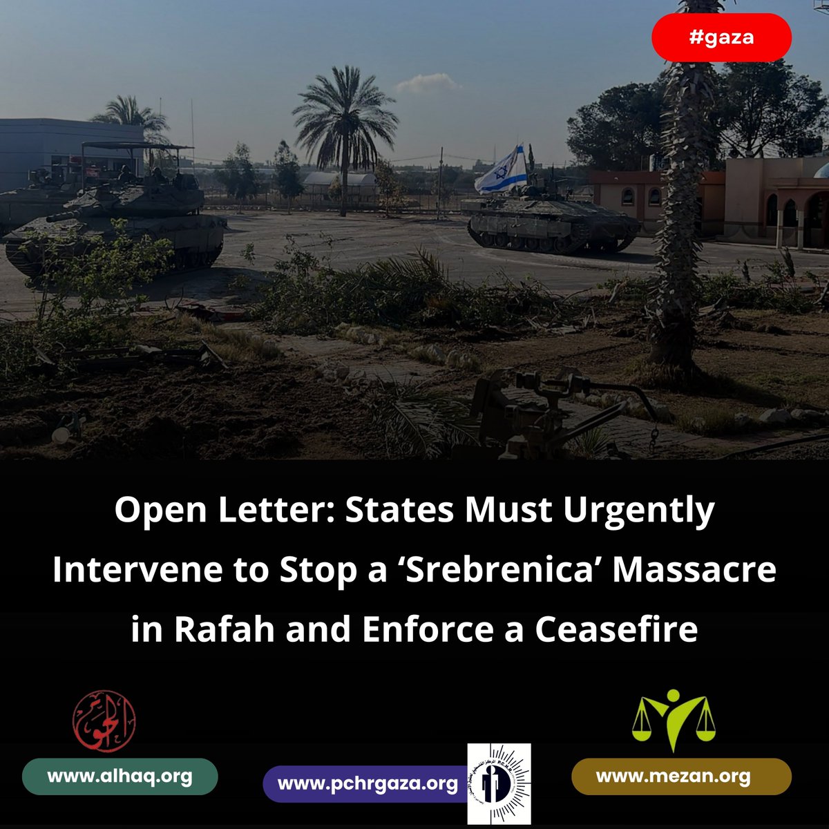 📃 States must immediately and directly intervene to stop Israel’s attack on Rafah in Gaza amid Israel’s genocide against Palestinians in #Gaza, ongoing for 213 consecutive days. Read our open letter with @alhaq_org and @AlMezanCenter. Click here to read the full statement👇…