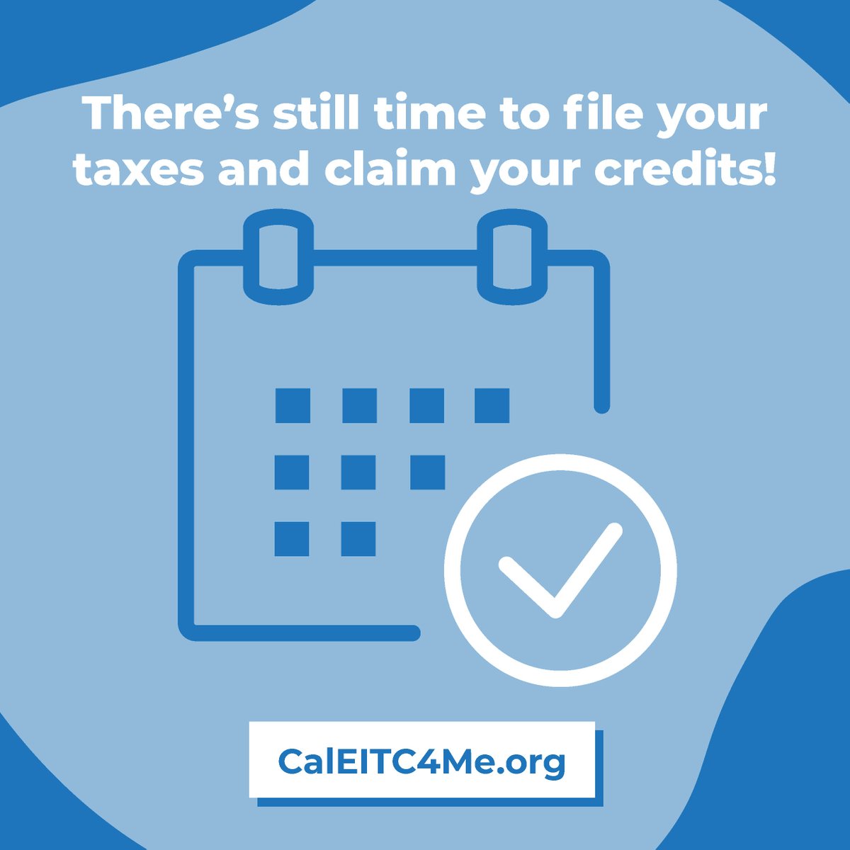 There’s still time to file your taxes and claim your credits! If you don’t owe taxes, you have until October 15 to file with no penalties. Find out what you qualify for and find a free tax preparer near you at caleitc.org