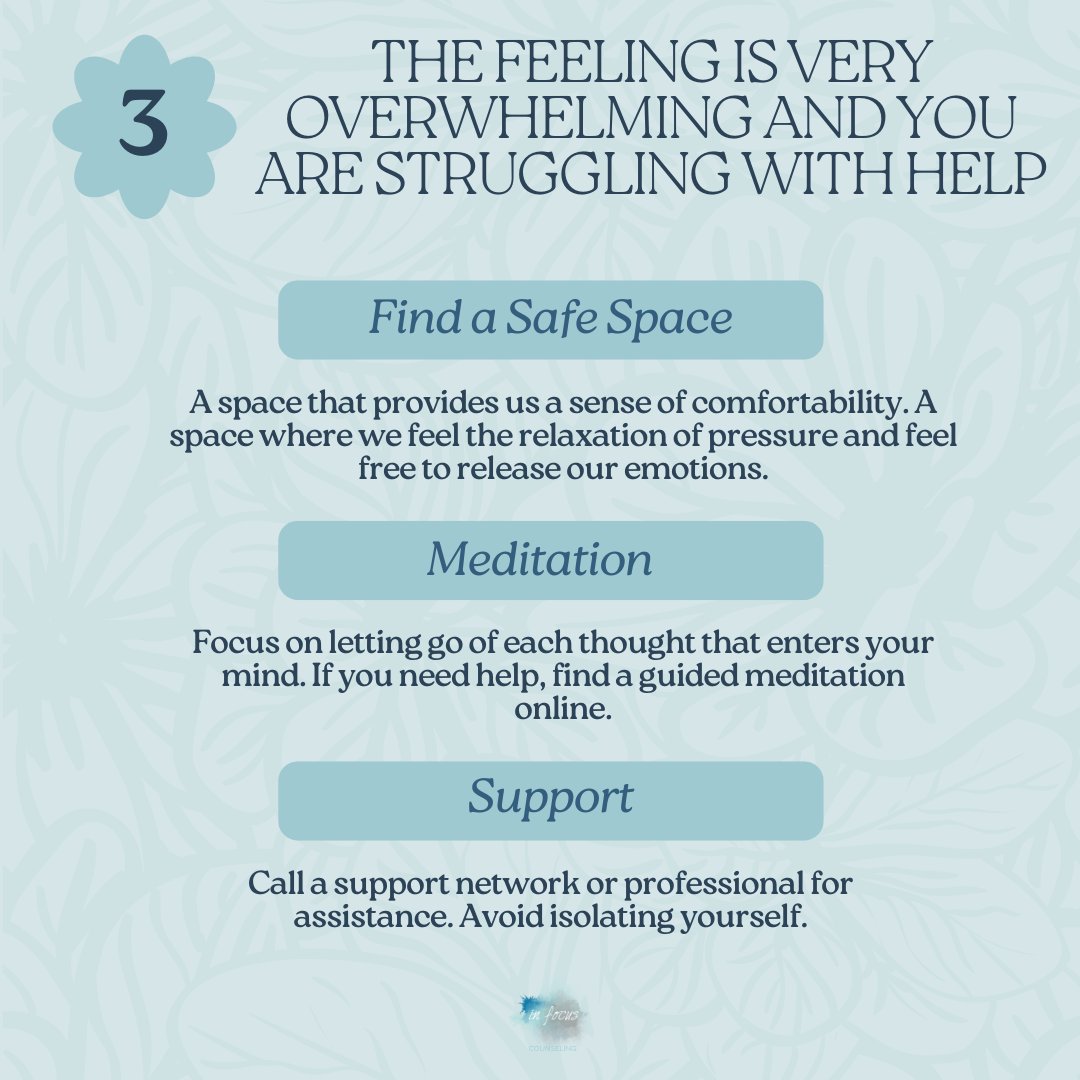 It can be helpful to think of coping skills in a level system. Some skills are more useful in different situations, depending on what is happening. Here are three different levels of feelings and coping skills that can be used for each.

#CopingSkills #InFocusCounseling