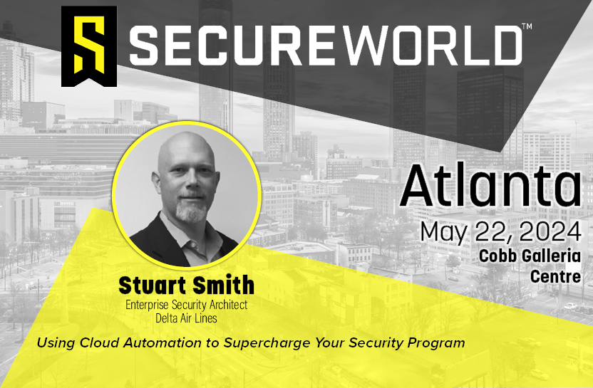 Stuart Smith, Enterprise Security Architect at Delta Air Lines, will present May 22 at the 22nd annual SecureWorld Atlanta on using serverless automation in the cloud to manage your security program. See the conference agenda and register here: hubs.li/Q02wrsQb0 #SWATL24