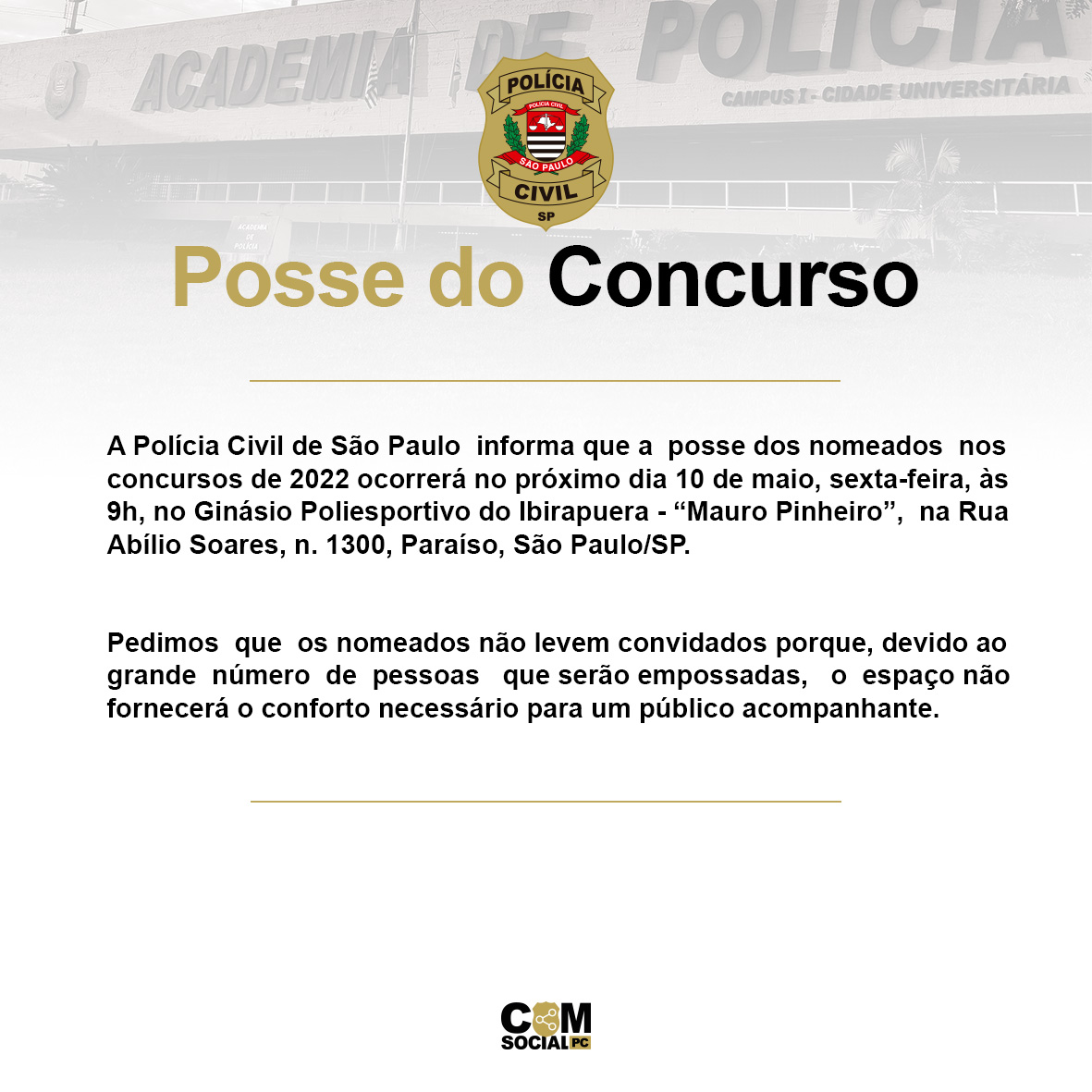 As convocações oficiais serão publicadas no diário oficial de amanhã 📆 #PCSP #PoliciaCivil #Urgente #Acadepol #Concurso #PossedosNomeados #PCSP2022