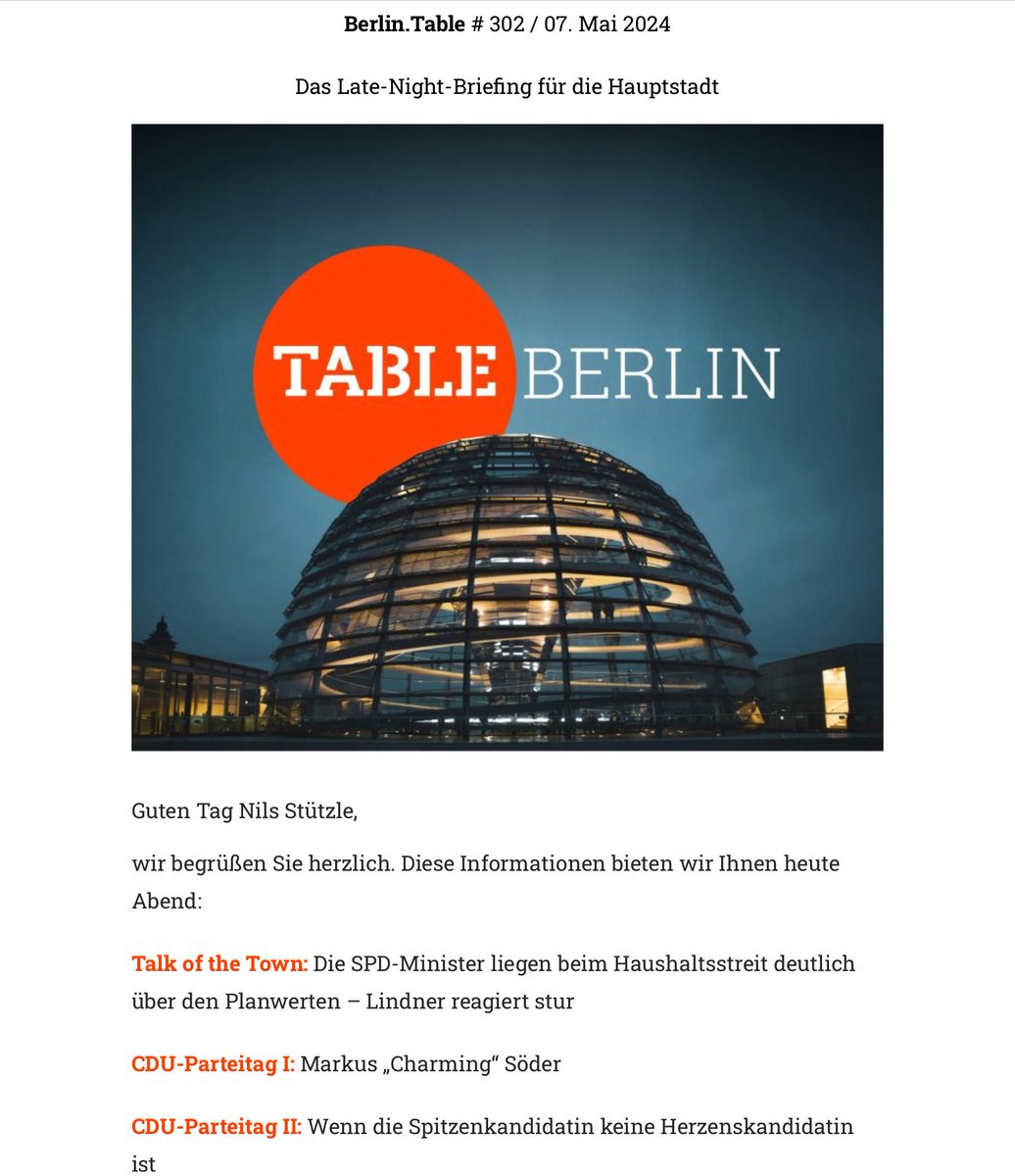 Ich finde übrigens die Aufmachung von @Table_Media_ bzw. des ⁦@Berlin_Table⁩ richtig gut: schöne Schrifttype, lockere übersichtliche Darstellung, guter Kurzüberblick am Anfang, Hervorhebung durch rote Schriftfarbe. Kurzum: lesenswert - vor allem, was den Inhalt angeht.
