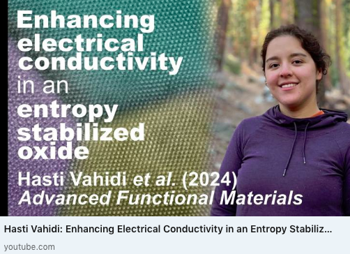 Research discovers unprecedented structures, chemistries, &amp; properties in the single-phase state, as well as on secondary phases of functionality, &amp; in particular, electrical conductivity. w/Hasti Vahidi, Justin Cortez, Alex Dupuy, Pulkit Garg
youtube.com/watch?v=P8qGW1…