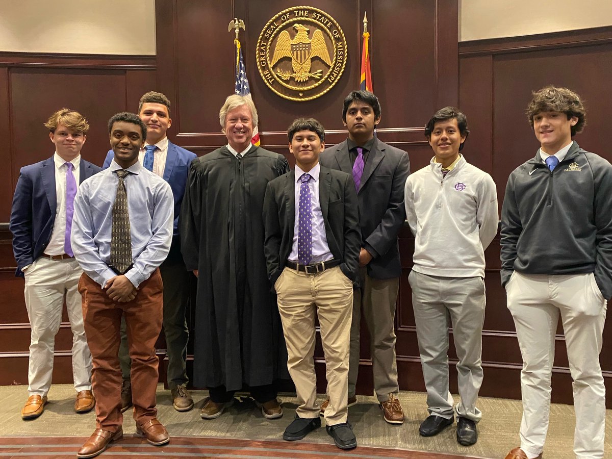 Students in our Brothers in Law Club recently visited the Olive Branch Municipal Court to experience the ins and outs of the judicial system firsthand. Judge Hugh Armistead '69 was pleased to see his fellow Brothers' Boys' interest in his line of work as a public servant!